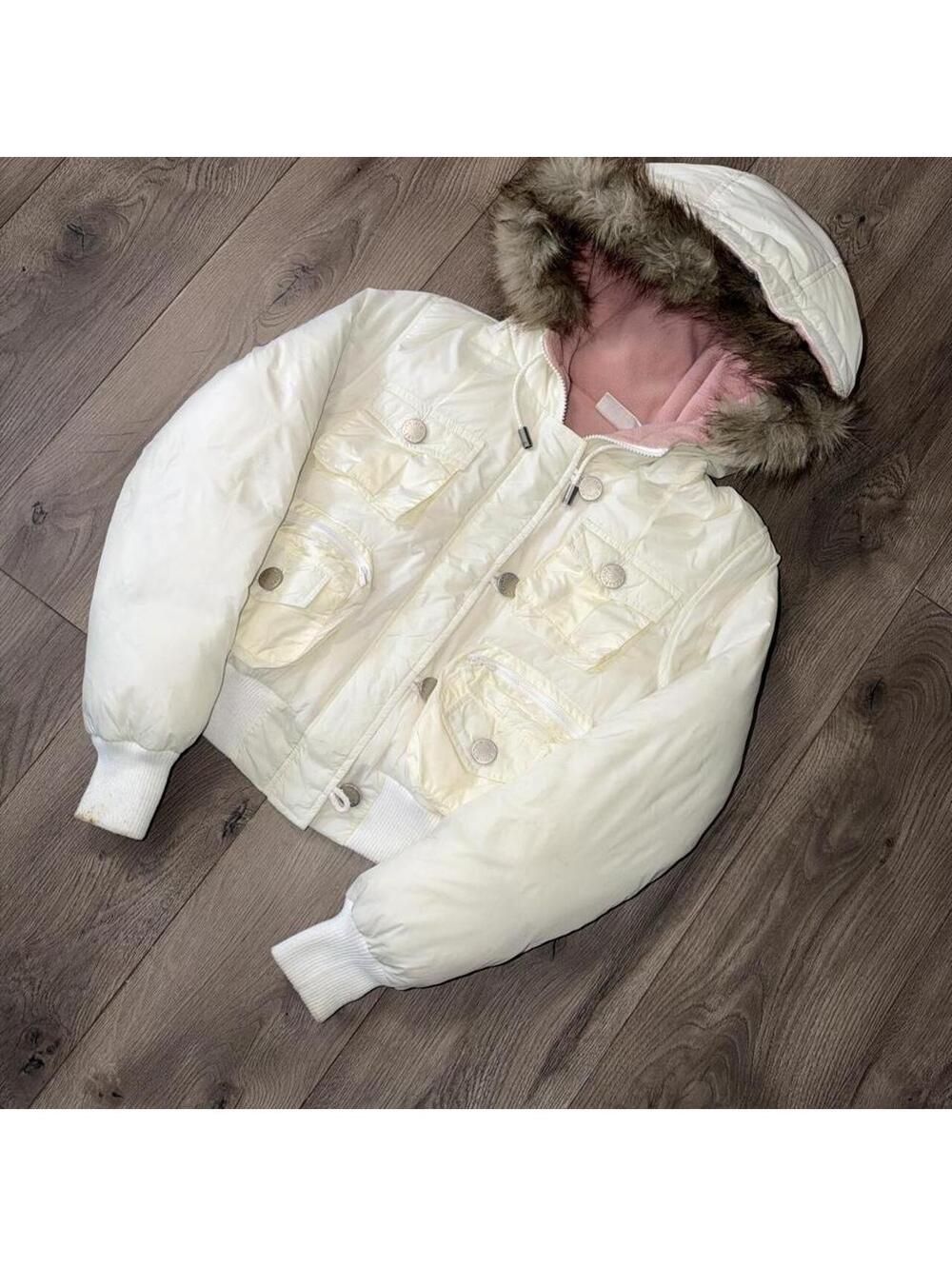 2000s JLO Faux Fur Hood Puffer Bomber Jacket